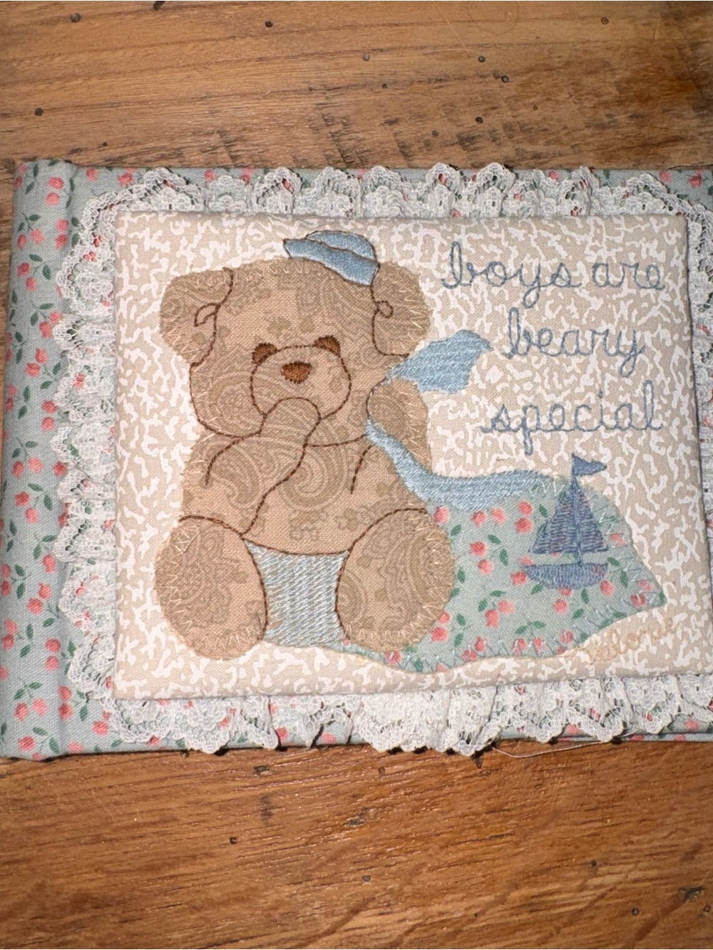 Vintage Puffy Lace Bear Photo Album 4x6 Cottagecore